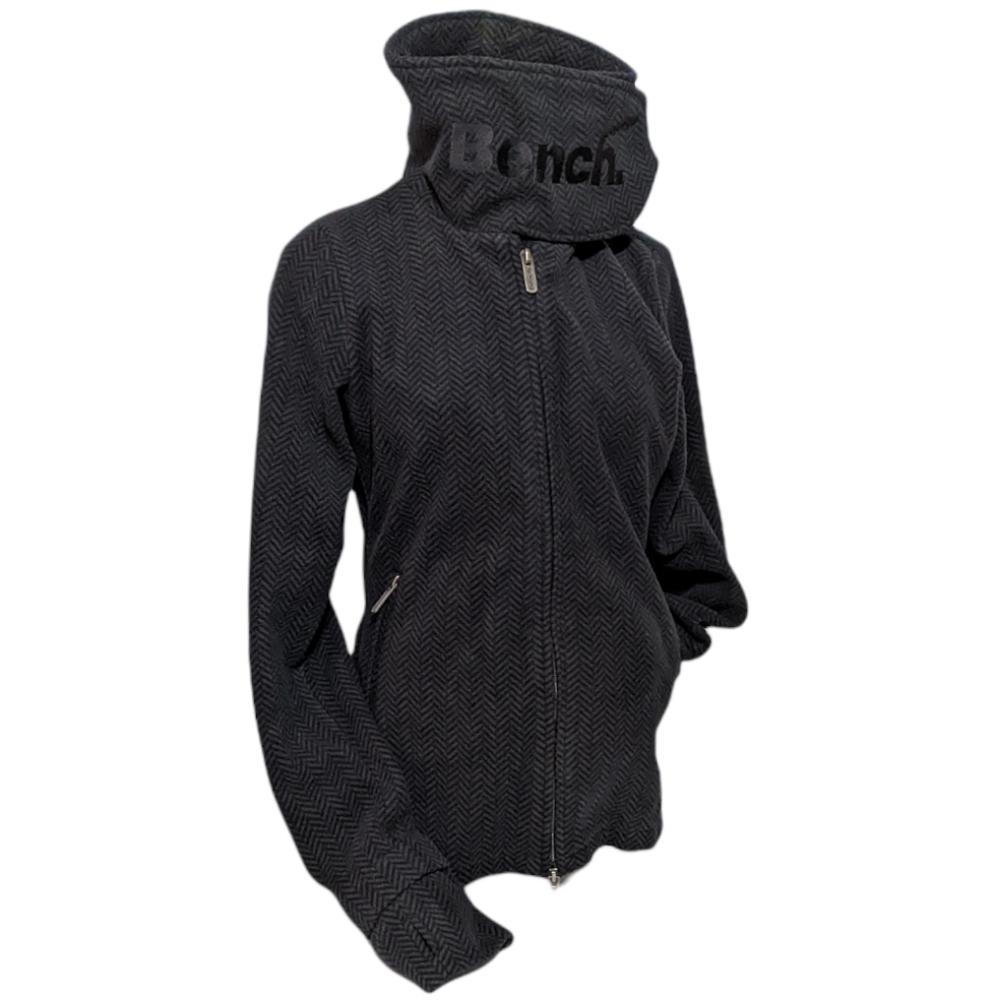 Bench Fleece Sweater Jacket Coat Black Lightweight Small Herringbone Thumb Holes